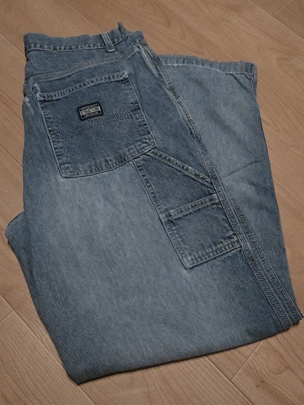 Structure Men’s Blue Medium Wash Carpenter Denim Jean Regular Fit 90's 34X32